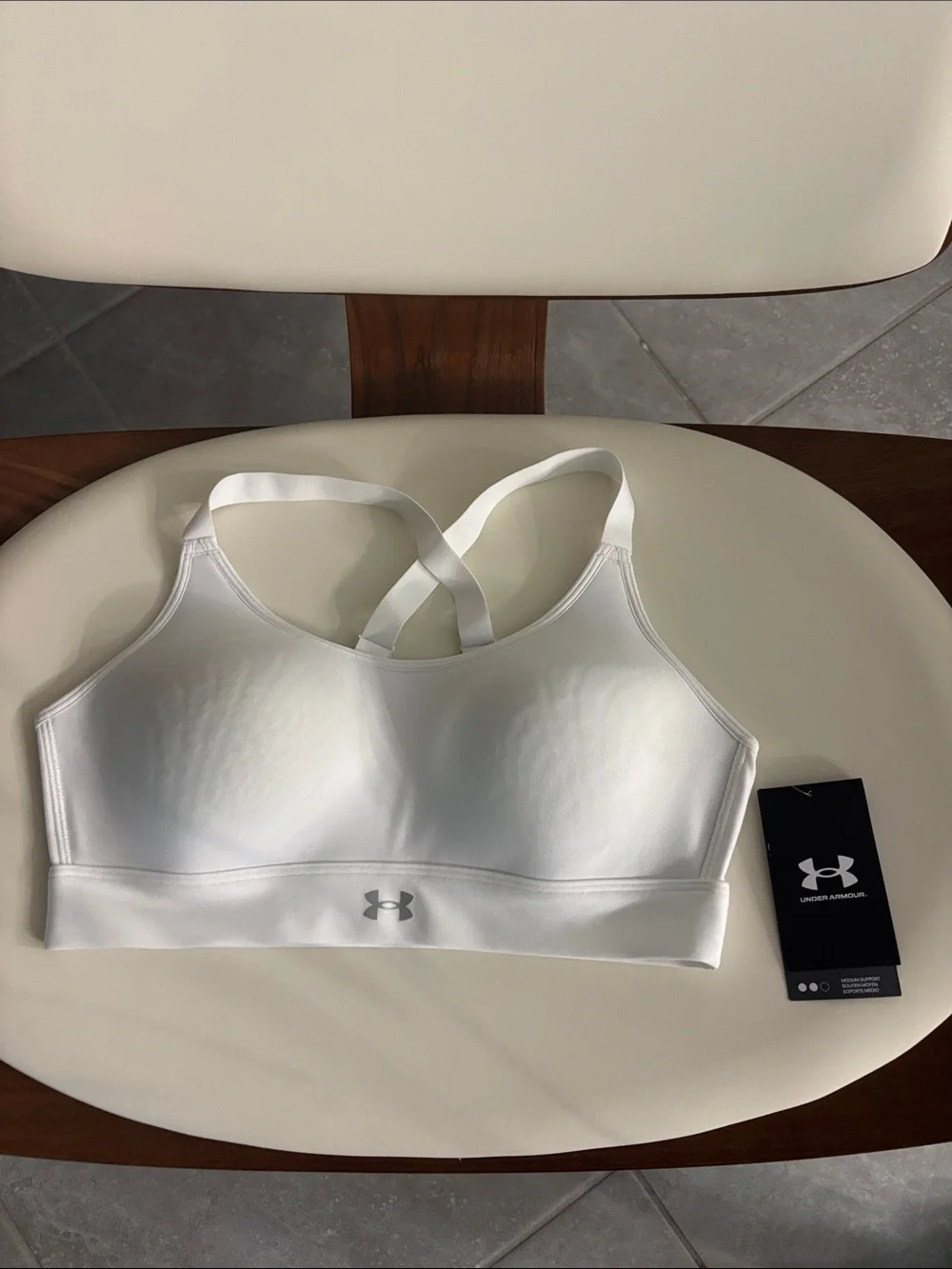 Under Armour White Crossback Sports Bra